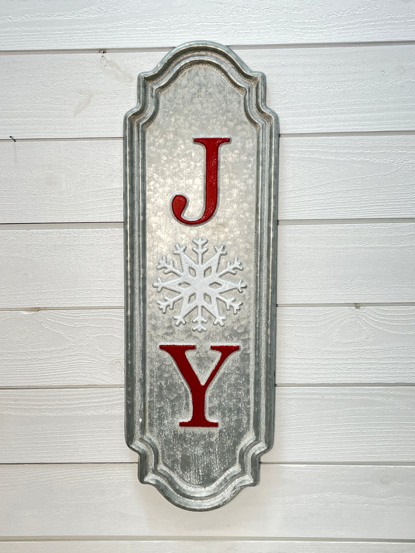 Joy/Snowflake Vertical Metal Sign