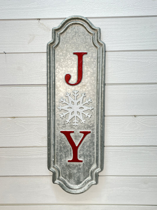 Joy/Snowflake Vertical Metal Sign