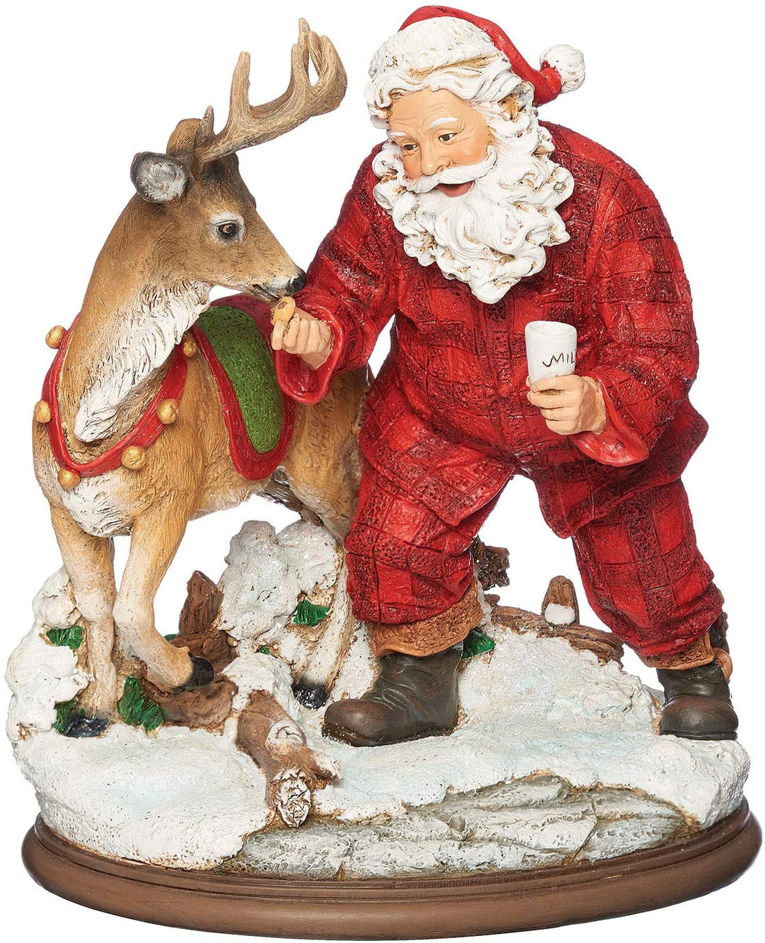 Santa With Deer, Milk And Cookies