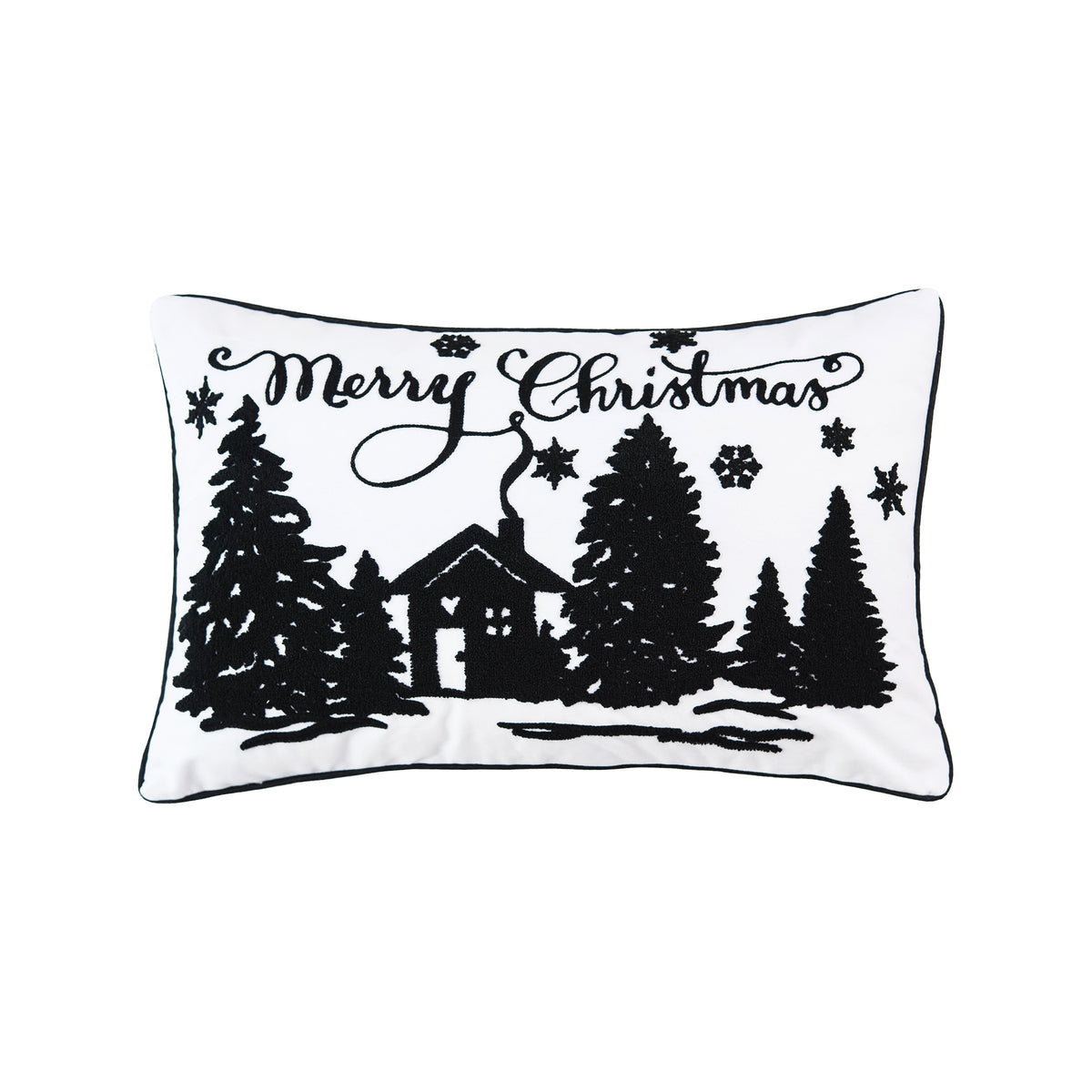 Merry Christmas Black Latch Hook Style Pillow