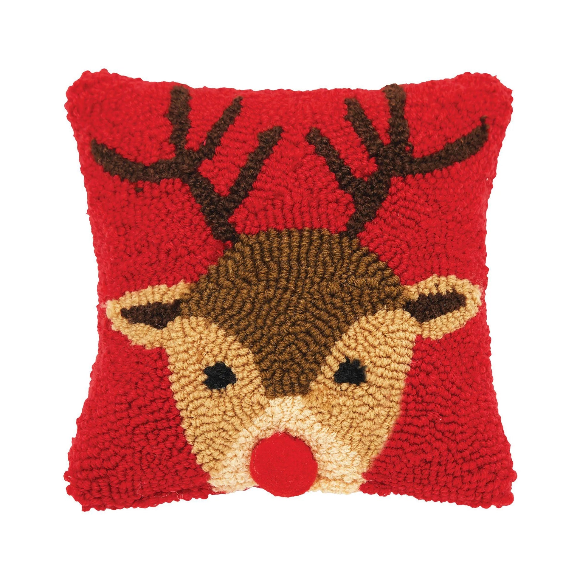 Small Rudolph Latch Hook Style Pillow