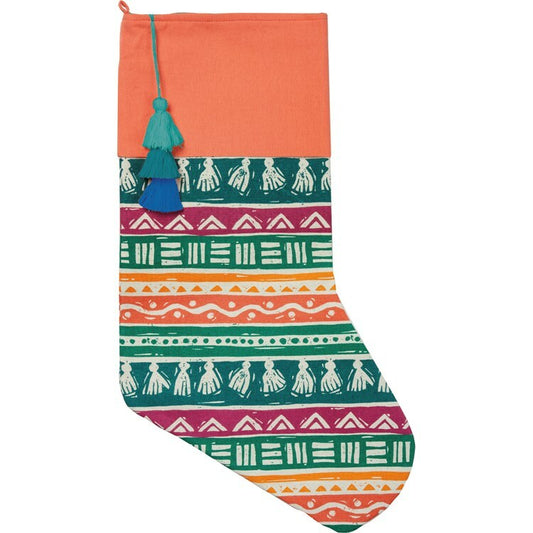 Tassel Stocking Orange/Green/Pink Stripes