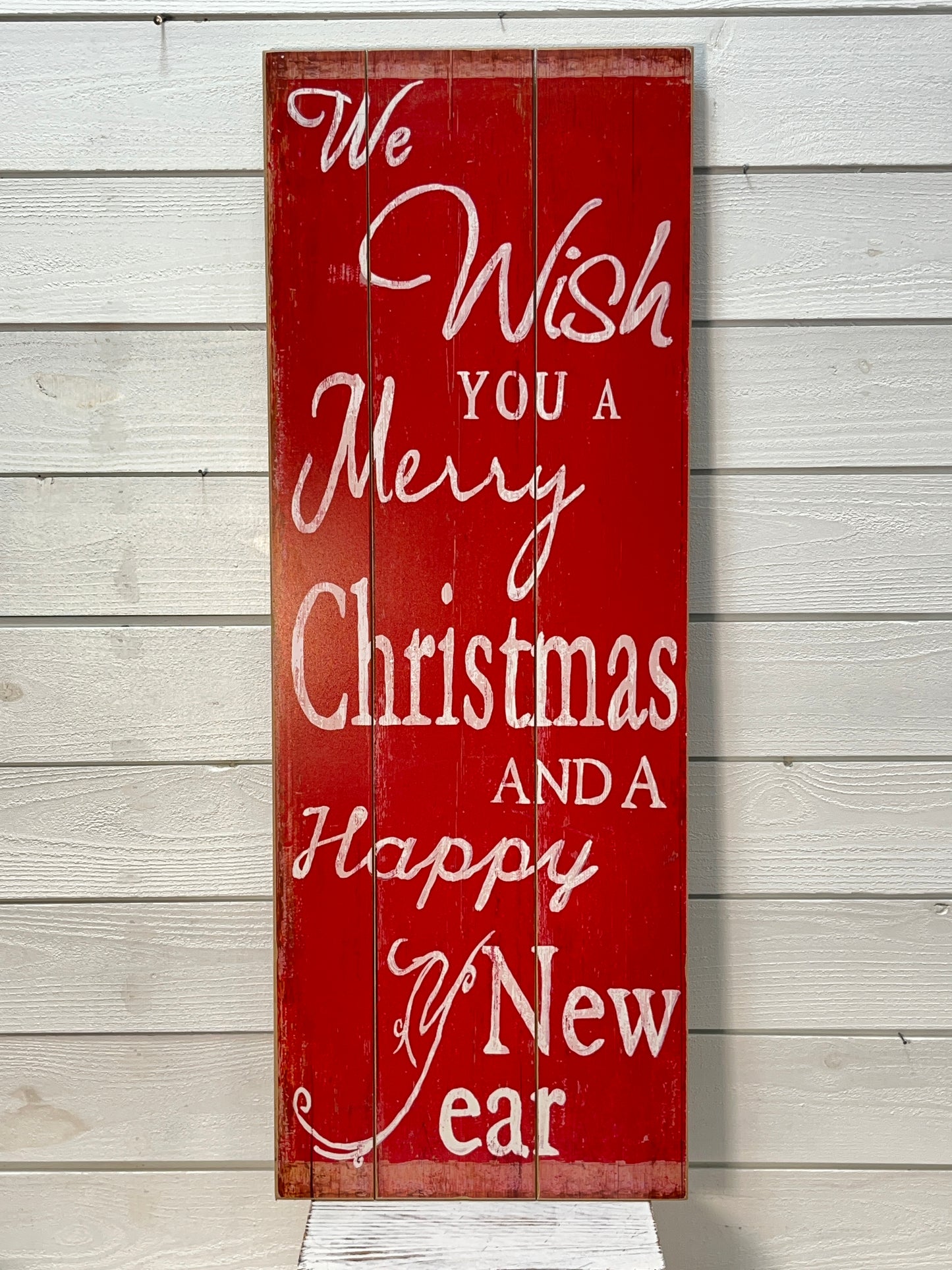 We Wish You A Merry Christmas And A Happy New Year Large Wooden Sign