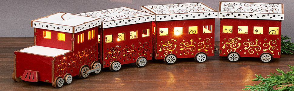 Small Red Wooden Light Up Train