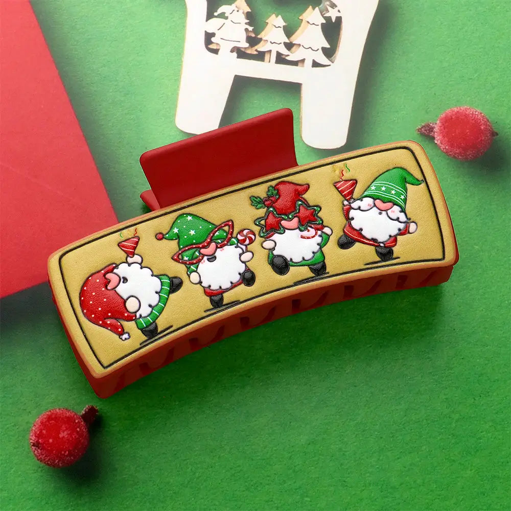 Faux Leather Embossed Christmas Hair Clip