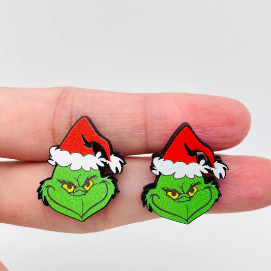 Grinch Face Stud Earrings