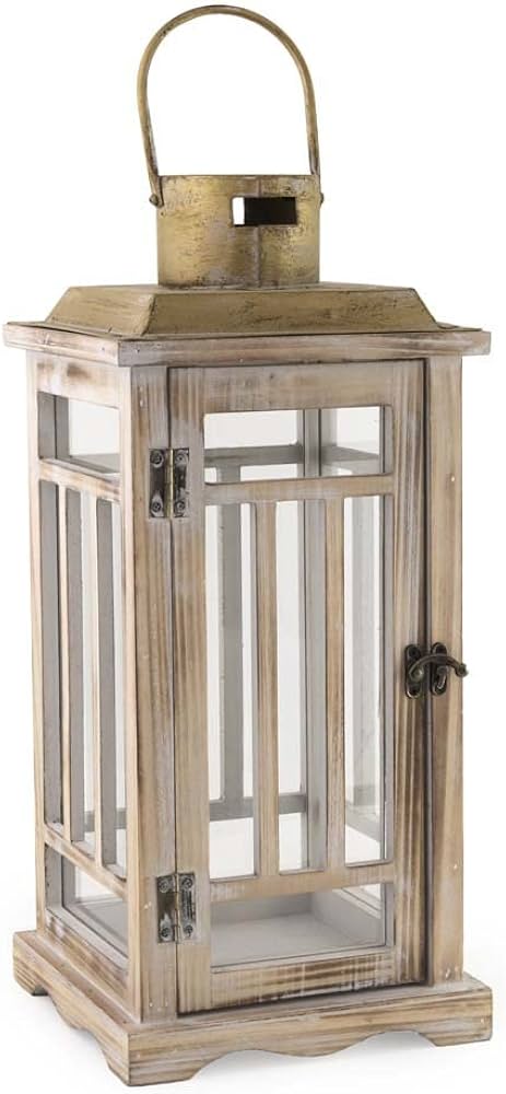 Linton Morris Light Wood & Gold Tone Lantern