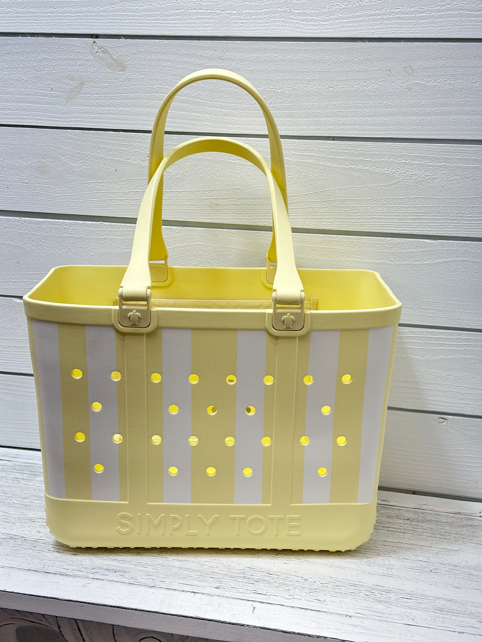 Simply Southern Stripe Tote Bag - Lemon
