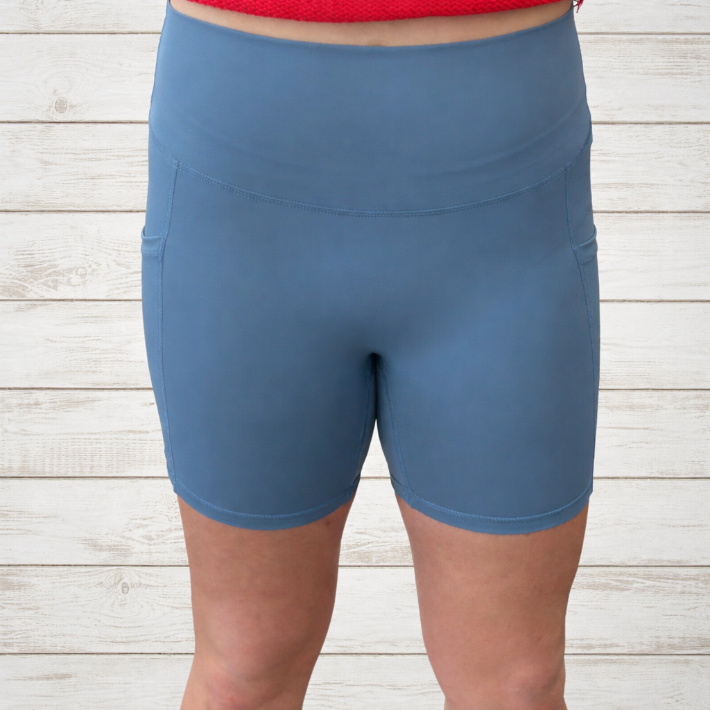 Simply Southern Denim Washed Biker Shorts with Pockets