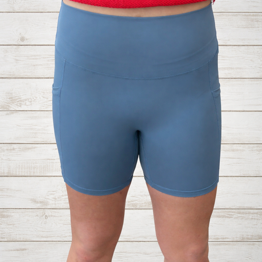 Simply Southern Denim Washed Biker Shorts with Pockets