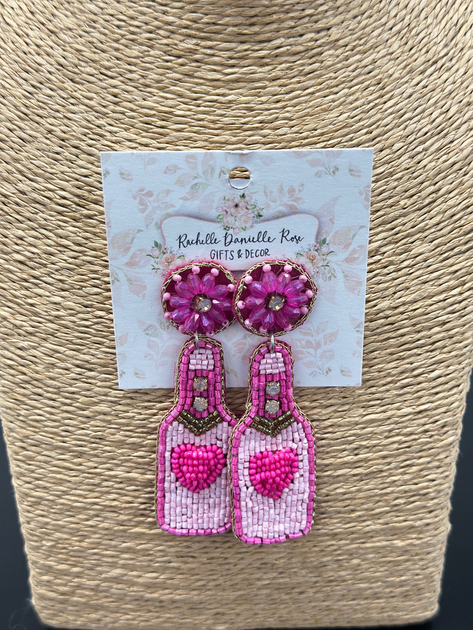 Pink Beaded Dangle Champagne Earring