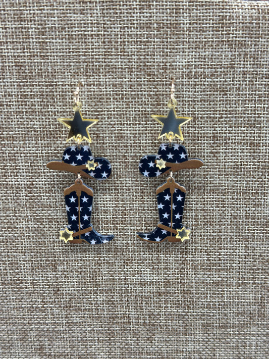 Cowboy Boot & Hat Dangle Earrings