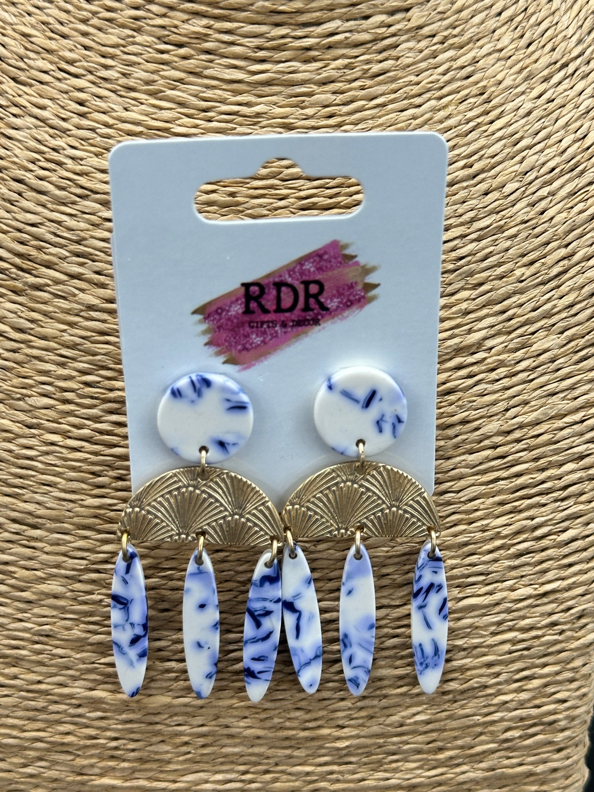 Blue & White Dangle Earrings
