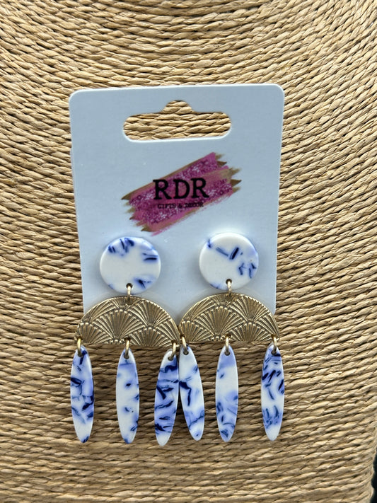 Blue & White Dangle Earrings