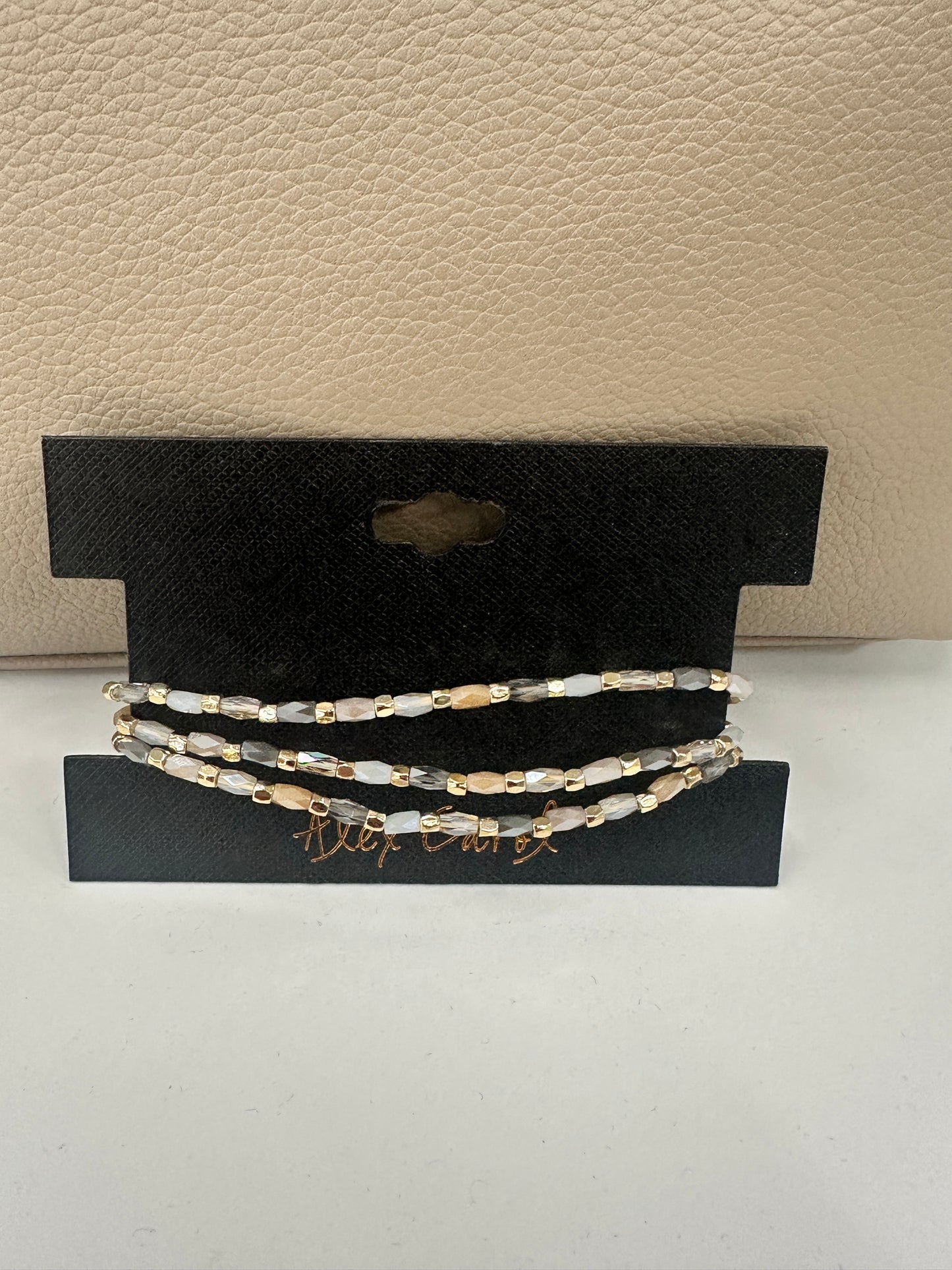Three Set Glass Bead Stretch Bracelet
