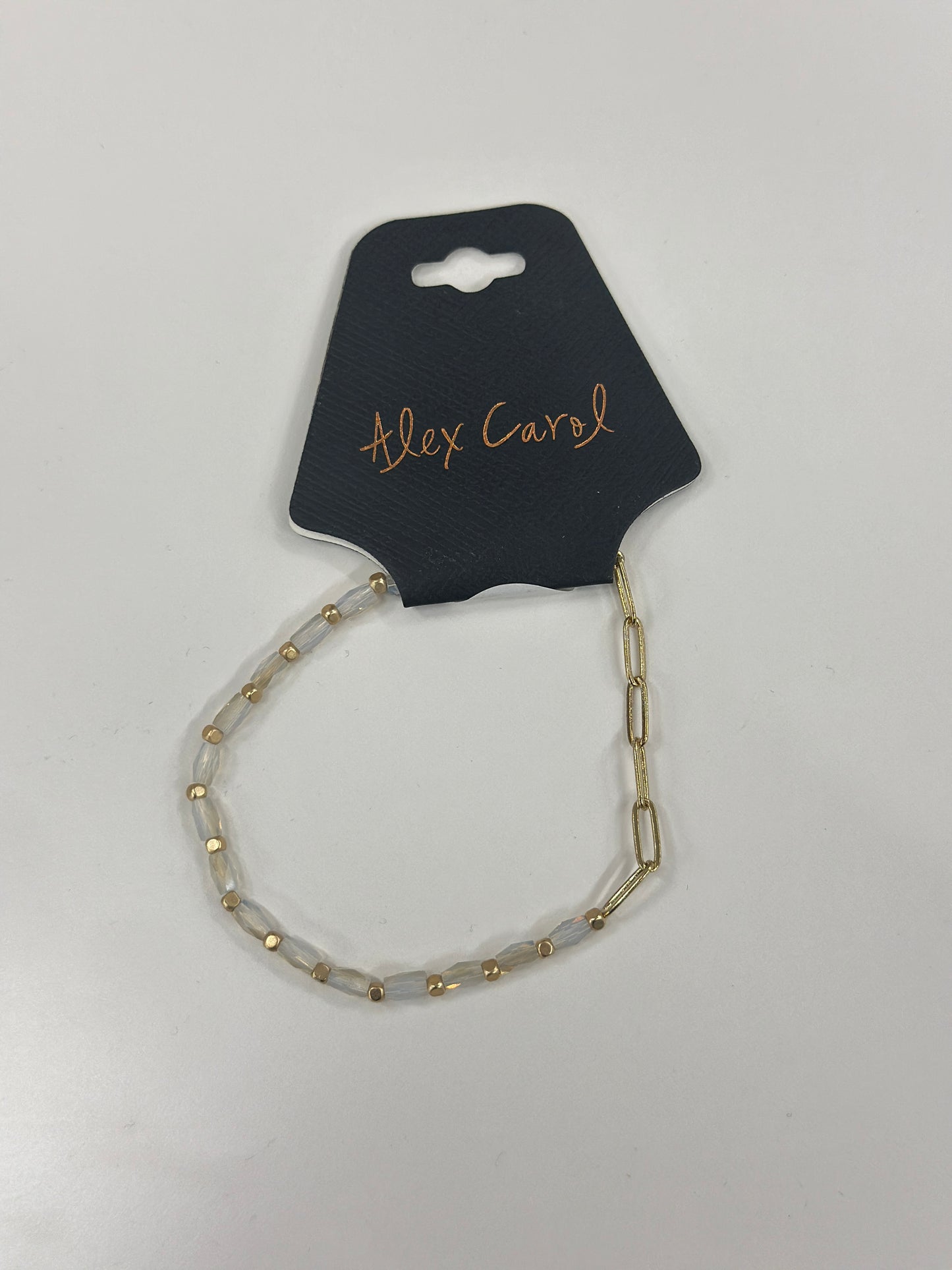 Half Glass Bead & Chain Stretch Bracelet