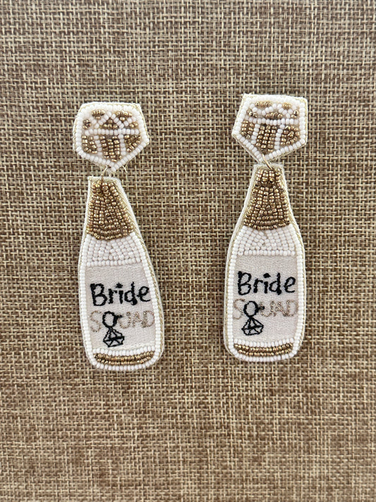 Bride Squad Beaded Dangle Earrings