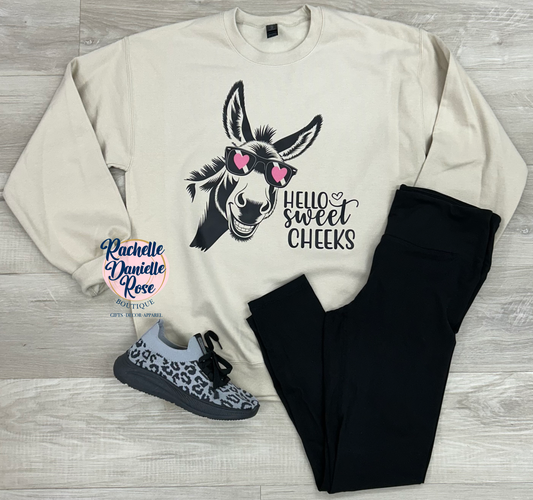 Hello Sweet Cheeks Donkey Crewneck Sweatshirt