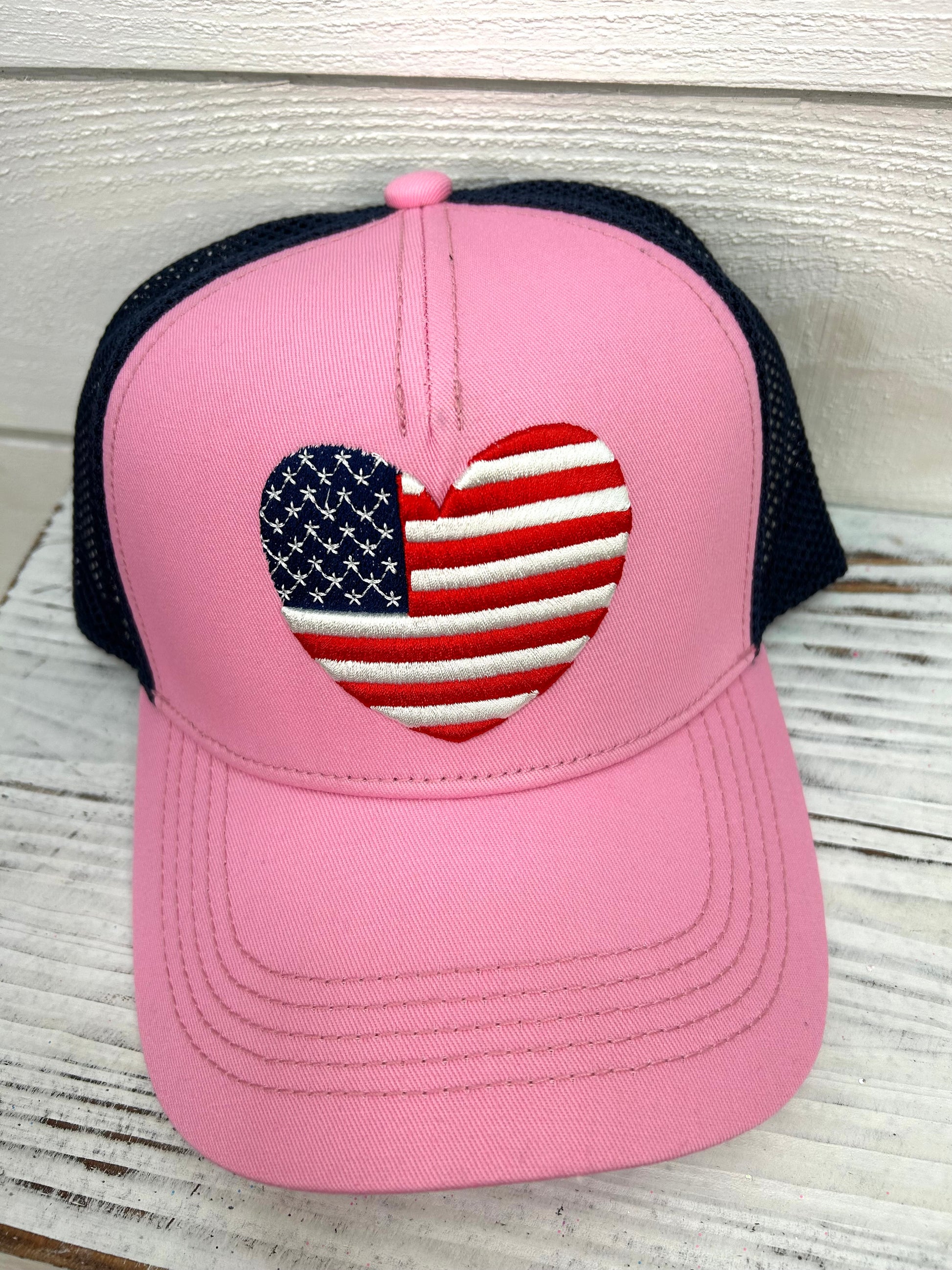 Pink Heart Flag Trucker Hat