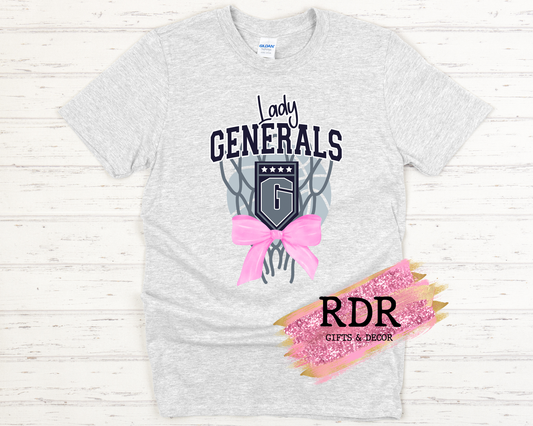Thomas Nelson Lady Generals Basketball Bow Tshirt