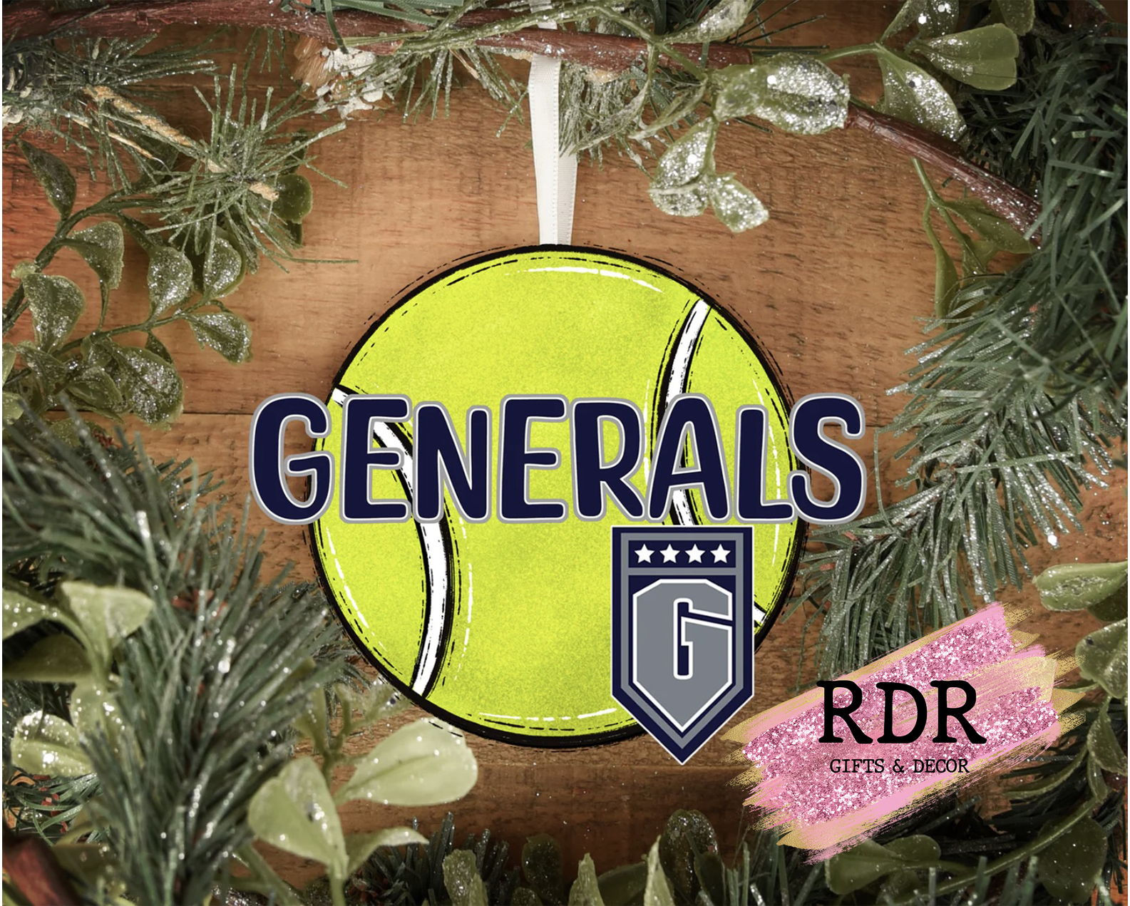 THOMAS NELSON GENERALS WOODEN TENNIS ORNAMENT