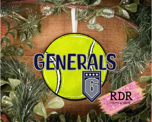 THOMAS NELSON GENERALS WOODEN TENNIS ORNAMENT
