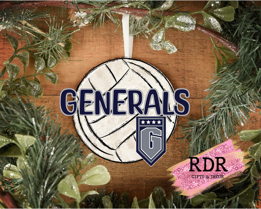 THOMAS NELSON GENERALS WOODEN VOLLEYBALL ORNAMENT
