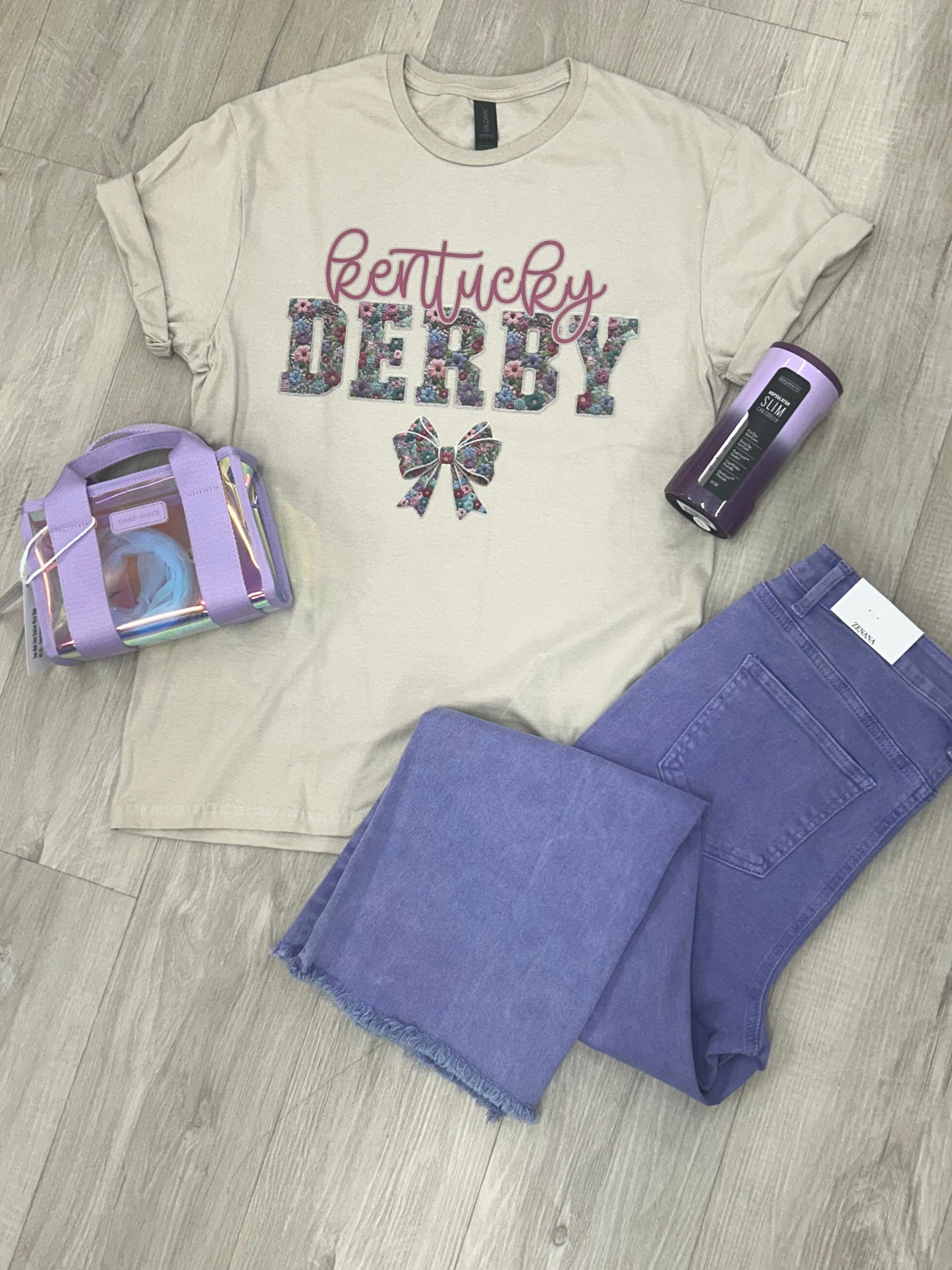 Floral Bow Kentucky Derby Short Sleeve Tshirt