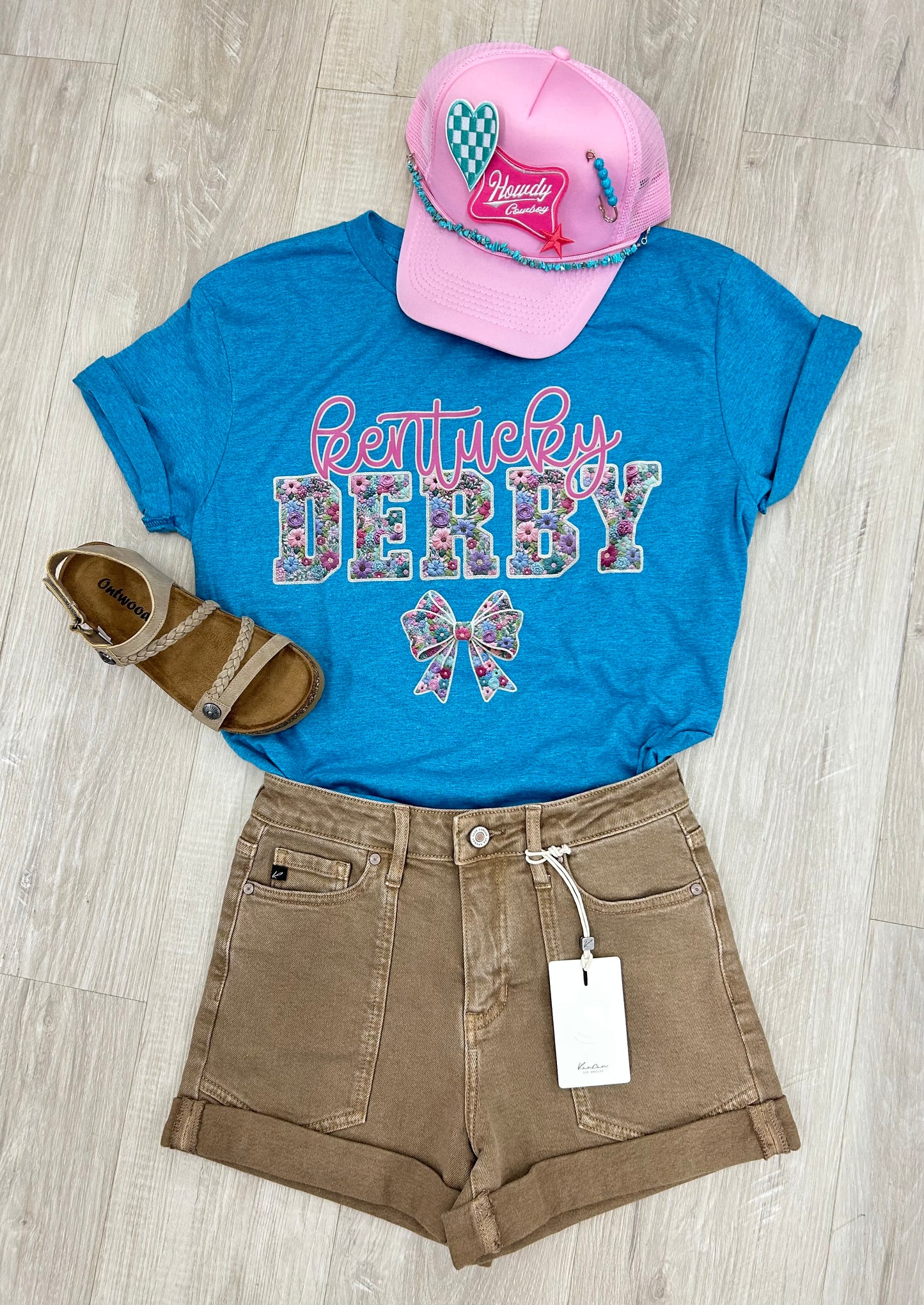 Floral Bow Kentucky Derby Short Sleeve Tshirt