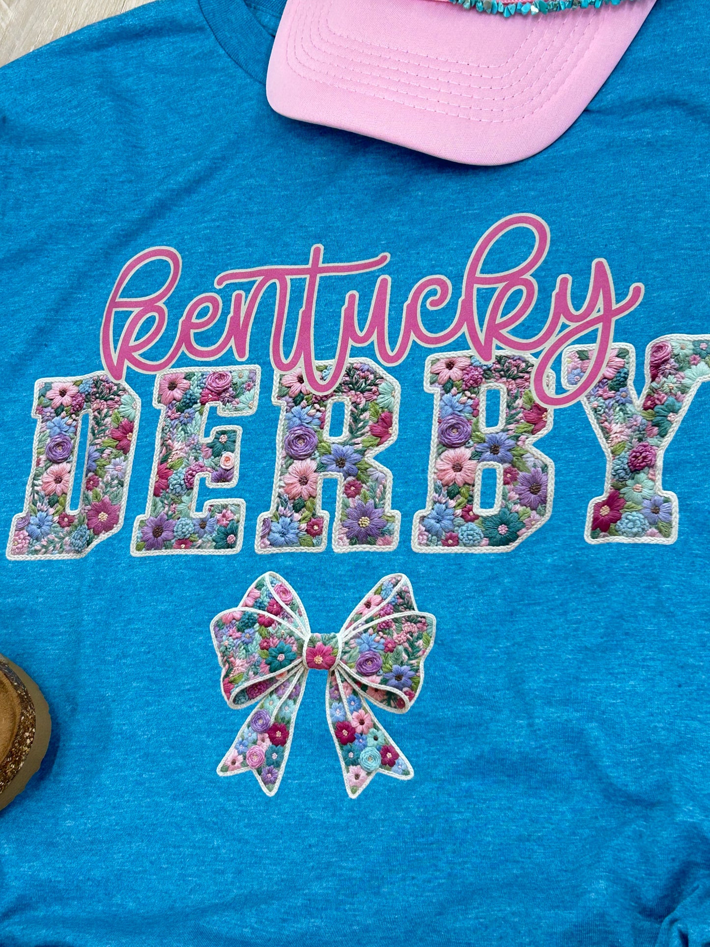 Floral Bow Kentucky Derby Short Sleeve Tshirt