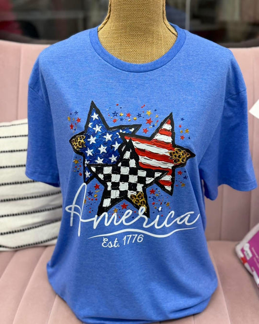 3 Star America Est 1776 Short Sleeve Tee