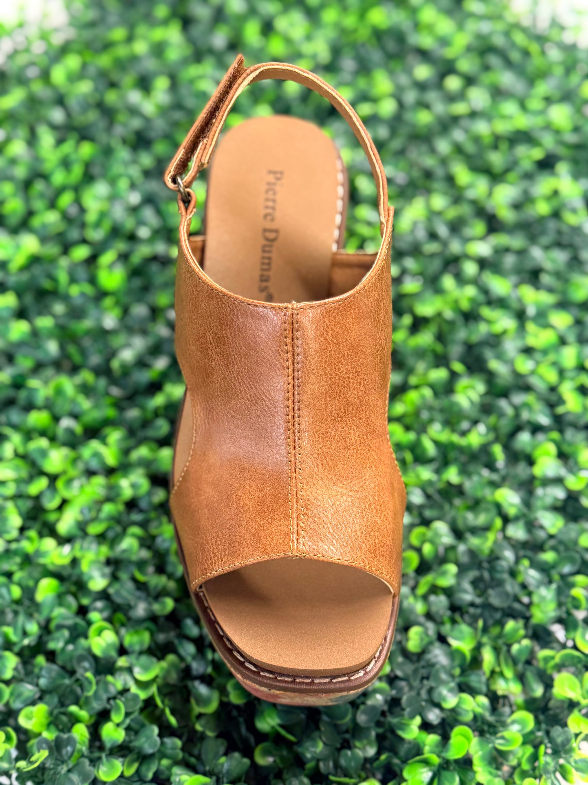 Tan and Floral Wedge Sandals