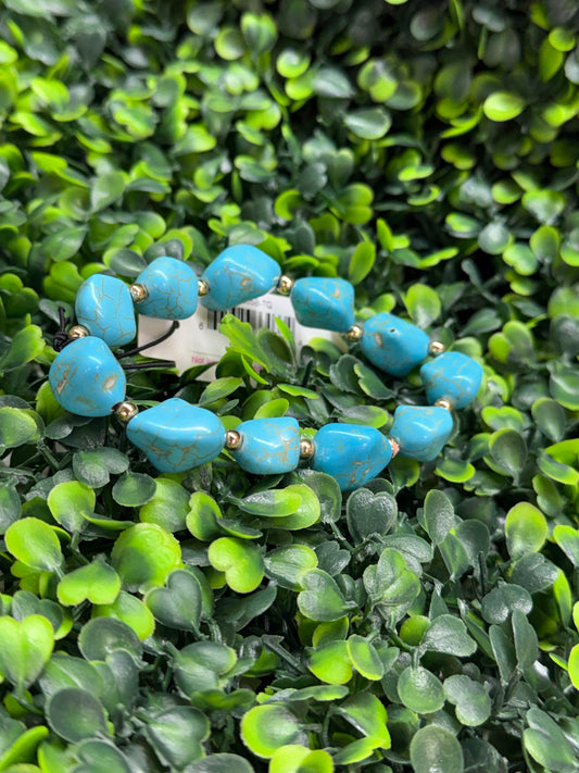 Angel Fire Beaded Stretch Bracelet in Turquoise