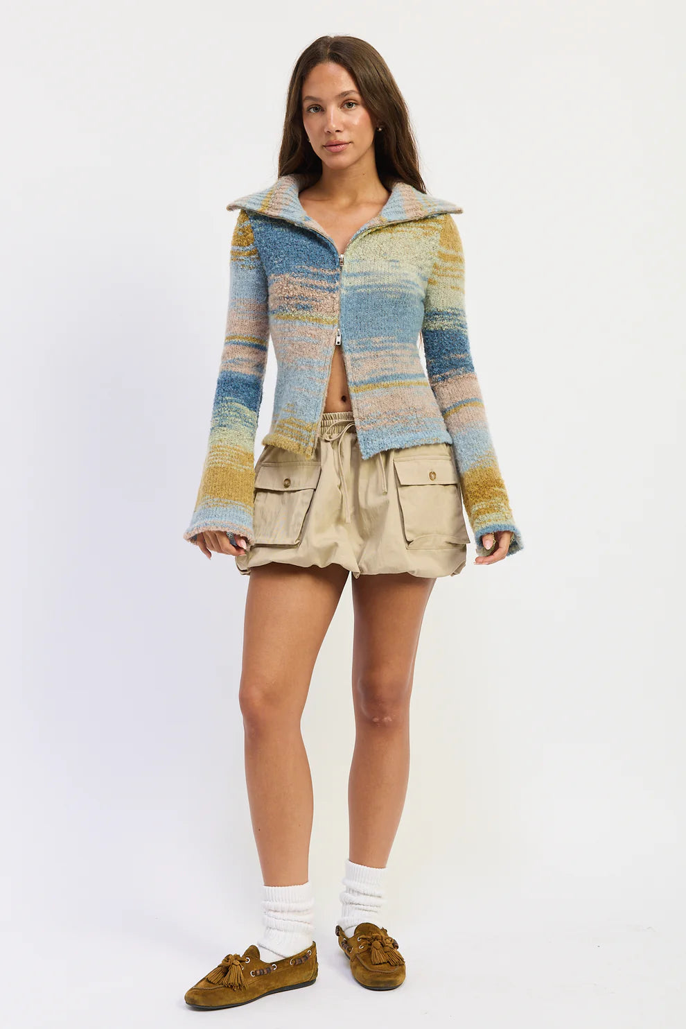 Emory Park Knitted Turtle Neck Zip Up