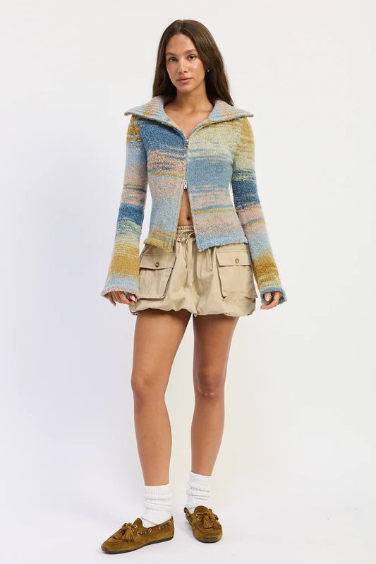 Emory Park Knitted Turtle Neck Zip Up