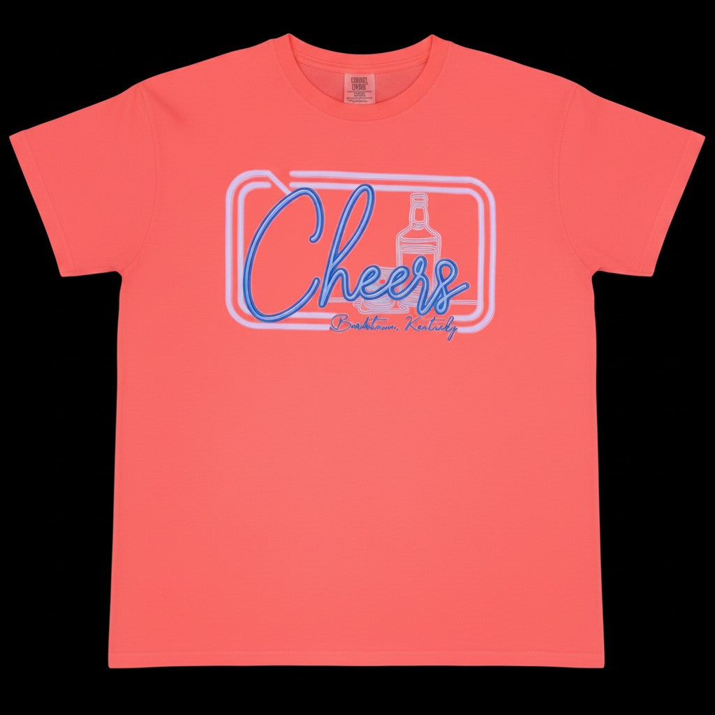 Cheers Bardstown KY Neon Orange Comfort Colors Shirt