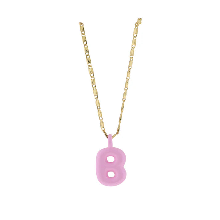 Kids 18K Gold Plated Necklace With Pink Bubble Letter Charm