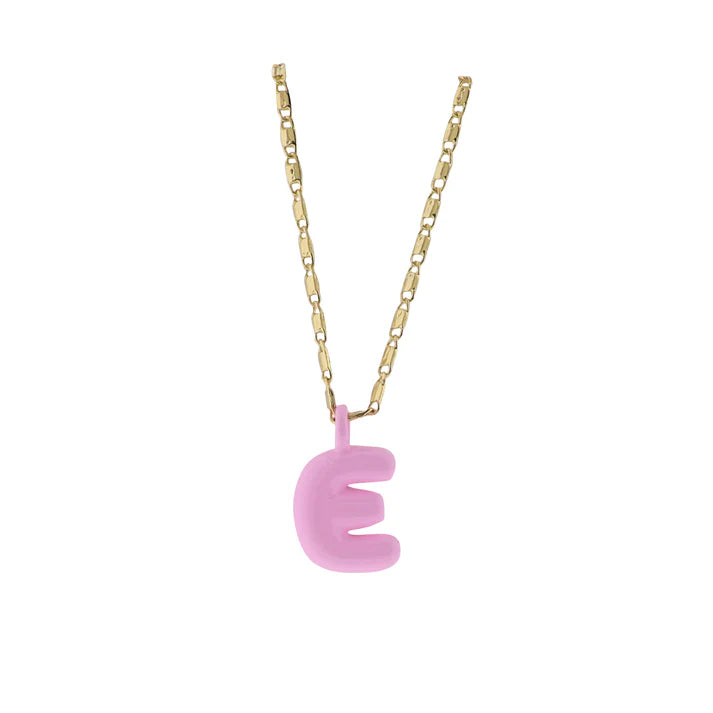 Kids 18K Gold Plated Necklace With Pink Bubble Letter Charm