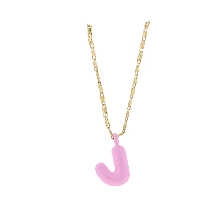 Kids 18K Gold Plated Necklace With Pink Bubble Letter Charm