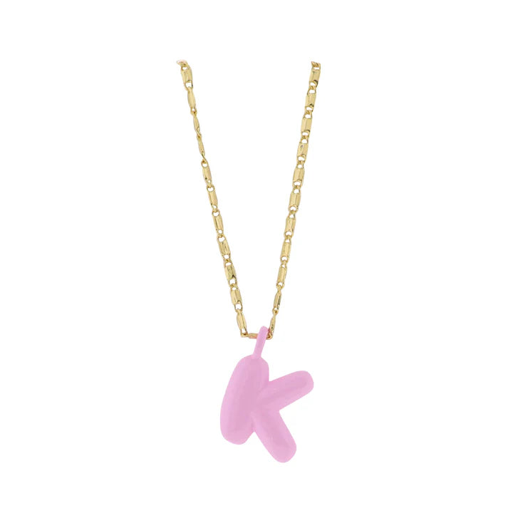 Kids 18K Gold Plated Necklace With Pink Bubble Letter Charm