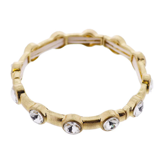 Jane Marie Gold Large Crystal Artisan Stretch Bangle Bracelet