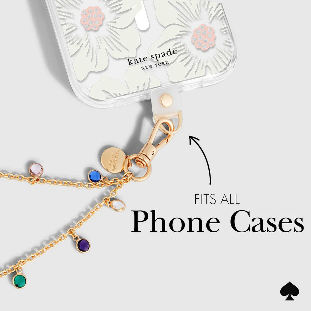 Case Mate Kate Spade Phone Charm Wrist Strap- Multi Color Gems High Shine
