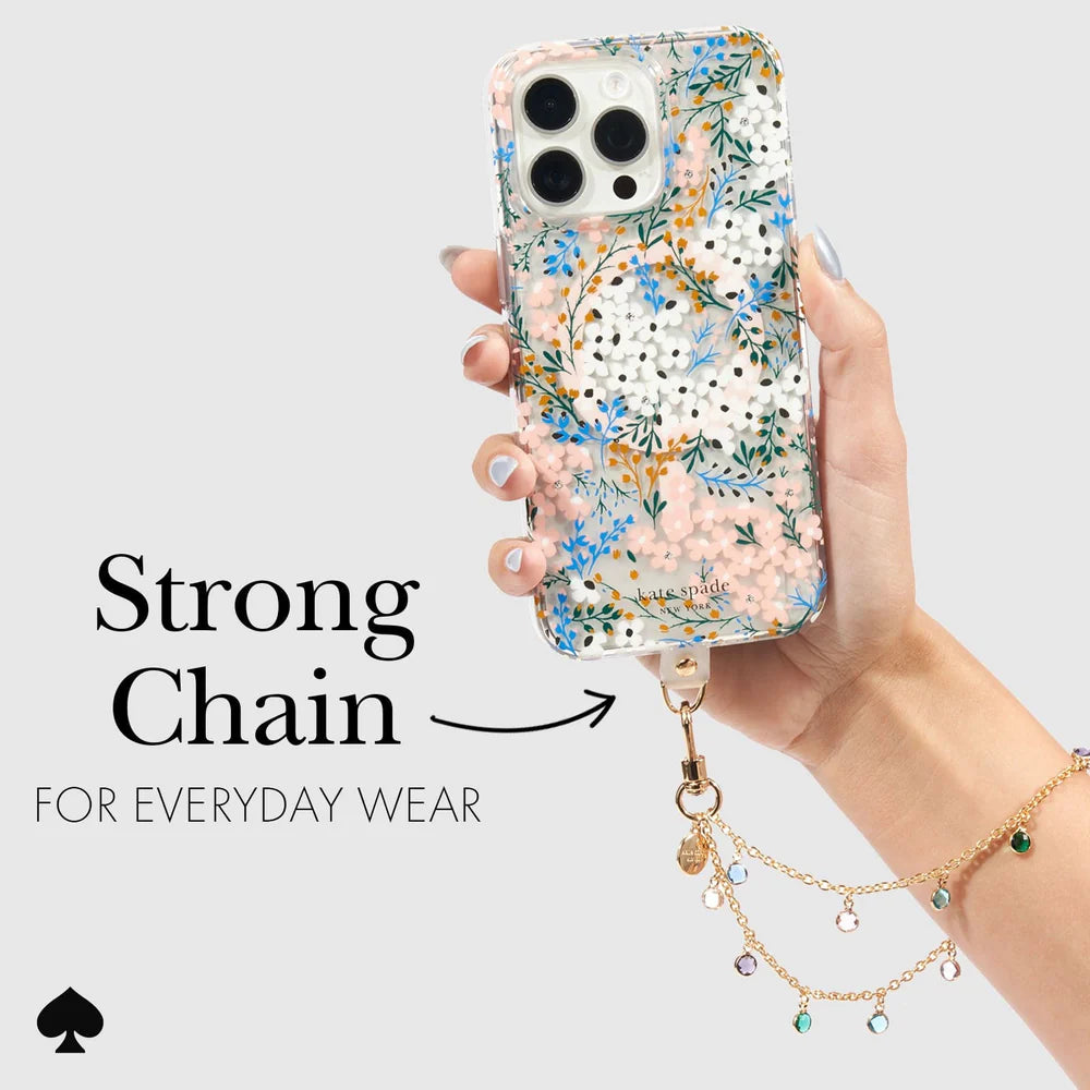 Case Mate Kate Spade Phone Charm Wrist Strap- Multi Color Gems High Shine