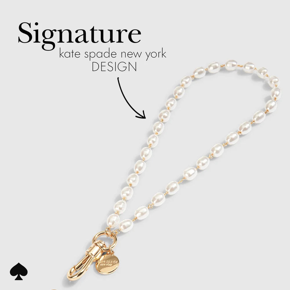 Case Mate Kate Spade Phone Charm Wrist Strap- Sea Faux Pearl