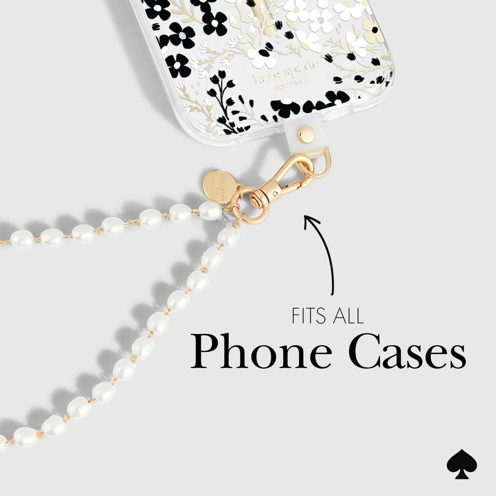 Case Mate Kate Spade Phone Charm Wrist Strap- Sea Faux Pearl