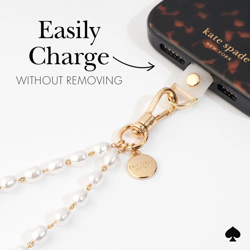 Case Mate Kate Spade Phone Charm Wrist Strap- Sea Faux Pearl