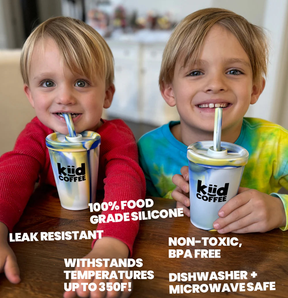 Kiid Coffee Silicone Cup With Lid & Straw