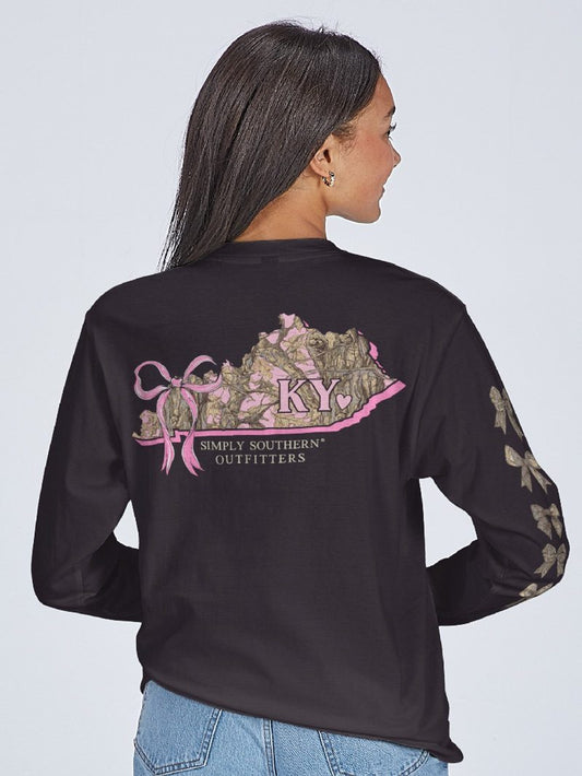 Simply Southern Black Long Sleeve Camo KY Shirt