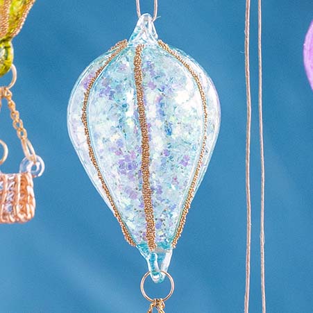 Glitterville Small Rainbow Glitter Hot Air Balloon Ornament