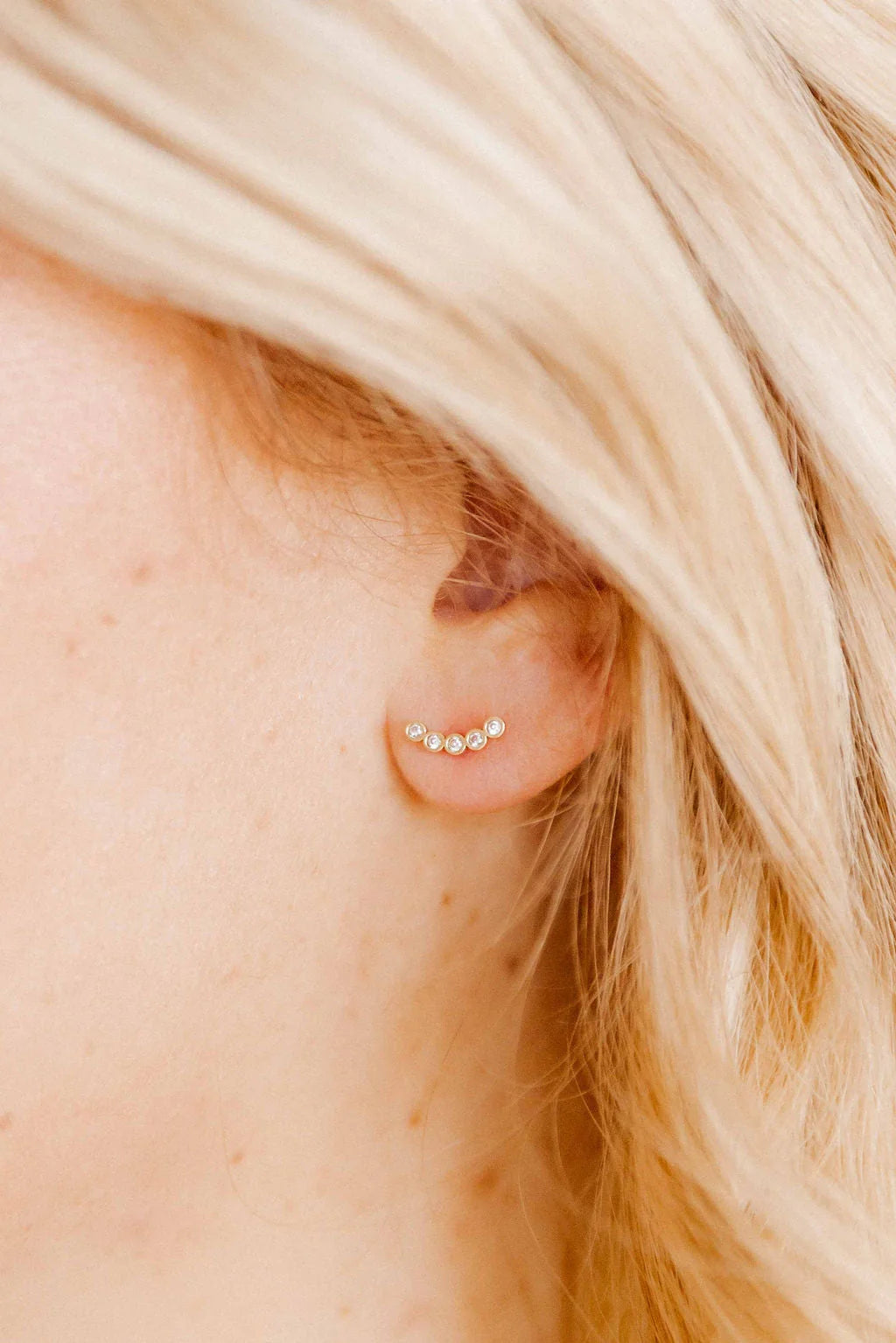Screwback Stud Earrings - Abigail Sparkle Gold